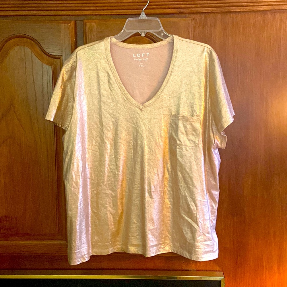 Beautiful champagne t shirt- dress up or down.